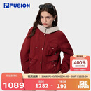 FILA FUSION斐乐官方潮牌棉服女2026春新款休闲宽松拼色外套连帽夹克