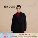 ERDOS 宽松茧型长款立体裁剪外套女双面毛呢大衣 黑 2XL 175/96A
