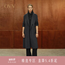 OVV秋冬热卖女装复古平驳领简约时尚保暖羊绒大衣 深空灰 S