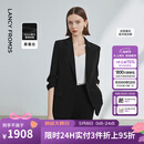 朗姿【律师系列】桑蚕丝职业正装气质西服夏季新款商务西装 黑色 XL