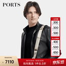 PORTS宝姿男装潮流气质男士皮夹克黑MD9U009QZS021 BLACK L