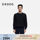 ERDOS 精纺圆领装饰双提职场通勤宽松百搭厚款男套衫羊绒衫 黑 2XL 185/104A