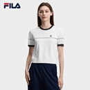FILA 斐乐官方女子编织衫2026夏季新款简约基础短袖上衣撞色短装