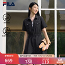 斐乐 斐乐官方女装梭织工装连衣裙夏季时尚凉感防晒收腰裙子 正黑色-BK L 170/88A/L