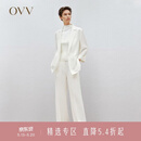 OVV春夏热卖女装三醋酸面料中腰宽松直筒休闲通勤西裤 本白（净色）10 M
