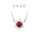 周大福ENZO 「雪花系列」18K金红宝石钻石项链 EZV8879本命年礼物