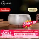 归银堂银器茶具手工足银999锤纹茶洗纯银功夫茶具茶道配件洗茶碗大容量 2000ml+证书+礼盒