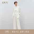 OVV春夏热卖女装三醋酸面料中腰宽松直筒休闲通勤西裤 本白（净色）10 M