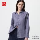 优衣库女装法国麻衬衫/长袖衬衣26春夏新款483868 74 紫罗兰色 L