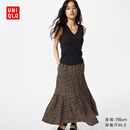 优衣库层叠长裙/常规款女装半身裙484822 09 黑色 S