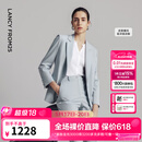 朗姿【精英衣橱】夏季新款平驳领轻商务西装外套职业时尚通勤西服女 水蓝色 L