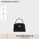 CHARLES&KEITH鳄鱼纹凯莉包手提斜挎婚包包女包生日520礼物CK2-50270880-1 Black黑色 S
