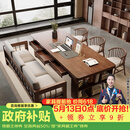 森圆木方实木大书桌去客厅化大长桌家用办公电脑桌带抽屉多人学习写字桌子 标准200三抽+沙发椅*1+公主椅*2