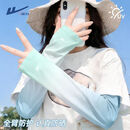 回力防晒冰袖女防晒袖套夏季渐变色防晒手套护臂薄款开车骑行护袖 渐变蓝变绿