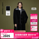 朗姿羊毛立领廓形老钱风气质毛绒外套优雅毛绒大衣冬季新款 黑色 M