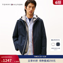 Tommy Hilfiger【防泼水】秋冬男装户外休闲运动轻薄立领连帽棉服夹克外套 【撞色门襟连帽】藏青色DW5 L （推荐：150-165斤）