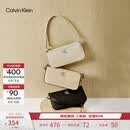 Calvin Klein【520礼物】腋下包休闲通勤包包字母拉链CK女包单肩法棍包 DH3237-UB1-太空黑 OS
