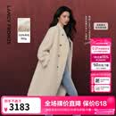朗姿【王楚然同款 羊毛卷】羊毛设计感仿皮草大衣冬季新款 米白色 L