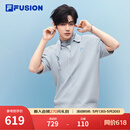 FILA FUSION斐乐章昊同款男子编织衫2026夏新款时尚宽松短袖翻领上衣 初昏蓝-LB L 175/96A/L