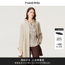 娜尔思（NAERSI）商场同款假两件休闲风衣外套艺术撞色花纹26年春季新款 淡橙黄色 2XL
