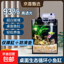 金晶超白玻璃桌面鱼缸小型家用办公室生态懒人全套造景小缸水草缸 裸缸+防滑垫 15*15*20