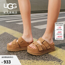 UGG夏季女士时尚舒适纯色厚底露趾可调式束带休闲凉拖鞋 1155458 CHE | 栗色 36 建议正码正拍