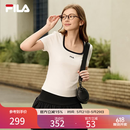 FILA 斐乐官方女装短袖T恤2026新款夏季U型领修身简约短装上衣 云菇白-WT M 165/84A/M