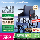 鱼跃(yuwell)轮椅车H051折叠老人轻便旅行手推车钢管免充气胎代步车