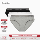 Calvin Klein内衣【520礼物】女士三条提花腰边ck棉质微弹性感三角内裤女 MP1-太空黑/椰青灰/月光白 3条 M 尺码偏大，建议拍小一码