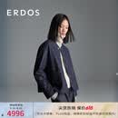 ERDOS 25秋冬绒毛棉混纺仿牛仔菱形格纹短外套女棉服外套 经典蓝 S 160/80A