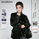 ANN ANDELMAN【吴千语同款】工装皮衣高级感抽绳皮收腰黑色皮外套 黑色 XS