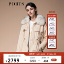 PORTS宝姿秋冬新品女装长袖毛领棉服外套SL9U026LWD040 CAMEL MIX XS
