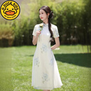 G.duck亲子装女童旗袍薄款2026新款夏装改良旗袍民国风母女新中式连衣裙 1064 120 cm