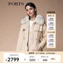 PORTS宝姿秋冬新品女装长袖毛领棉服外套SL9U026LWD040 CAMEL MIX XS
