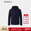 PORTS宝姿男装 秋冬羊毛混纺可拆卸帽防风保暖短款夹克棉服 深藏青 M