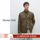 Massimo Dutti年中特惠2026男装复古老钱风做旧效果山羊皮真皮皮衣夹克03400471 卡其色 M (180/96A)