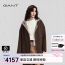 GANT/甘特25秋冬新款女装连帽休闲羊毛呢大衣中长款外套 210-咖色 L