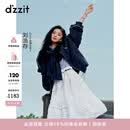 DZZIT【刘浩存同款】地素轻薄棉服2025秋甜酷领口系带外套女3J3H2761T 深蓝色 M