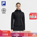 FILA 斐乐官方女士针织连帽外套2026夏新款健身运动简约修身上衣 深黑-BK L 170/88A/L