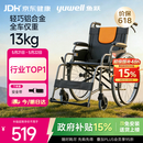鱼跃 (yuwell)手动轮椅车H062折叠老人轻便免充气铝合金旅行手推代步