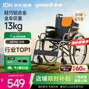 鱼跃 (yuwell)手动轮椅车H062折叠老人轻便免充气铝合金旅行手推代步