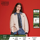 Teenie Weenie小熊女装棉服秋时尚舒适撞色云感牛仔拼接假两件外套 卡其色 M 165