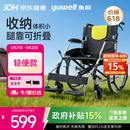 鱼跃(yuwell)手动轮椅车H053C铝合金折背折叠轻便老年残疾人代步