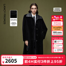 朗姿羊毛立领廓形老钱风气质毛绒外套优雅毛绒大衣冬季新款 黑色 M