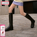 HUNTER【修饰腿型】户外露营女鞋Refined防水防滑高筒靴长筒靴网红女靴  哑光黑色/黑红色logo/BLK 38