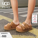 UGG夏季女士时尚舒适纯色厚底露趾可调式束带休闲凉拖鞋 1155458 CHE | 栗色 36 建议正码正拍
