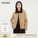 珂莱蒂尔Koradior商场同款秋新款新气质复古菱格轻暖棉服外套 中黄色 M