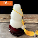 DRJEFUN 玉葫芦摆件天然玉石黄玉白玉葫芦福禄风水办公室客厅装饰礼品 白玉葫芦高30厘米赠送底座挂件