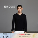 ERDOS 春夏翻领长袖纯色宽松修身简约套衫男针织衫羊毛衫 黑 XL 180/100A