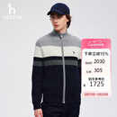 哈吉斯（HAZZYS）男装撞色条纹拉链羊毛开衫ABYZD0BCD03 藏青色NV 185/104A52